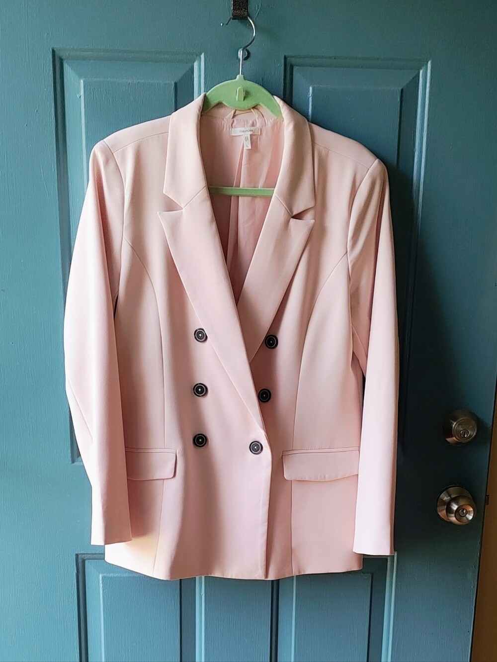 Maurices Double-Breasted Blazer in Pale Blush